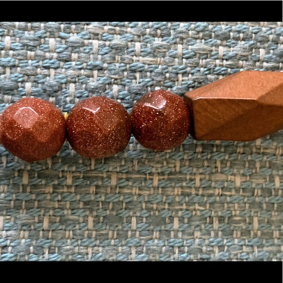 Boho Necklace Turquoise Goldstone Ceramic Cowry - Picture 5 of 7